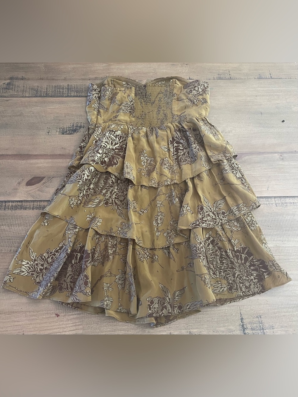 Moulinette Soeurs Olive Floral Tiered Strapless Dress